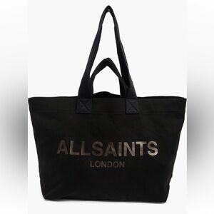 All Saints Black Canvas Logo Tote